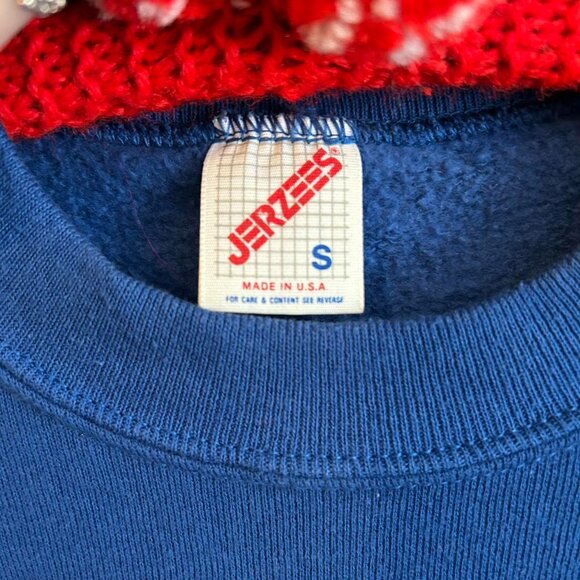 Vintage Jerzees Made In USA Cotton/Polyester Sweater Sweatshirt Blue Butterfly - Picture 5 of 8